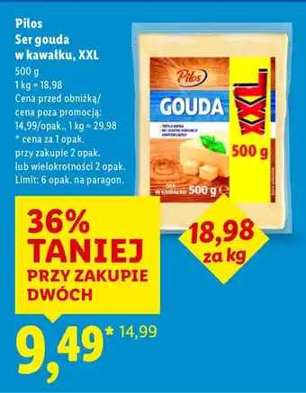 Lidl Ser gouda w kawałku XXL Pilos oferta