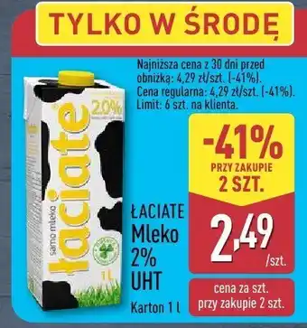 ALDI Mleko UHT 2% Łaciate oferta