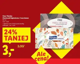 Lidl Cien/ Floralys Chusteczki higieniczne, 2-warstwowe oferta