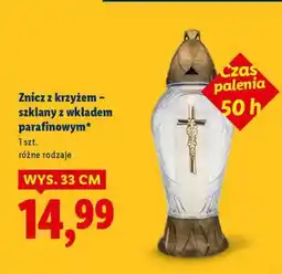 Lidl Znicz z krzyżem – szklany z wkładem parafinowym oferta