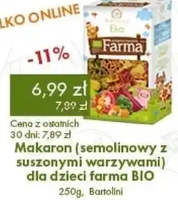 Organic Farma Zdrowia Makaron (semolinowy z suszonymi warzywami) dla dzieci farma BIO Bartolini oferta