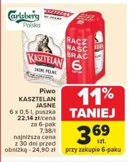 Carrefour Piwo kasztelan jasne oferta