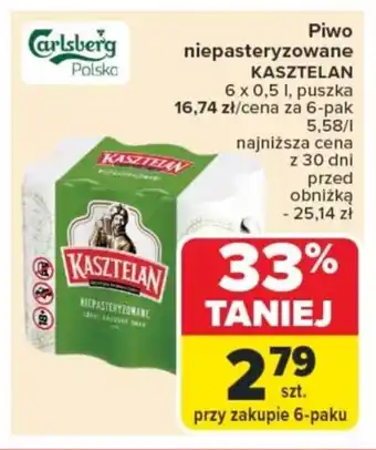 Carrefour Piwo niepasteryzowane kasztelan oferta