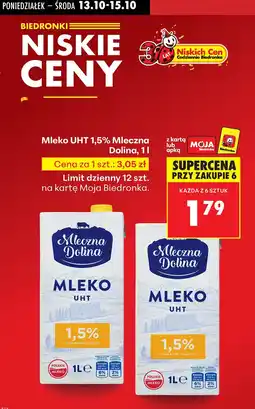 Biedronka Mleko UHT 1,5% Mleczna Dolina oferta
