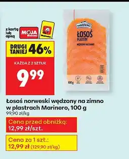 Biedronka Łosoś norweski wędzony na zimno w plastrach Marinero oferta
