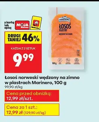 Biedronka Łosoś norweski wędzony na zimno w plastrach Marinero oferta
