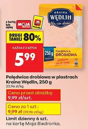 Biedronka Polędwica drobiowa w plastrach Kraina Wędlin oferta