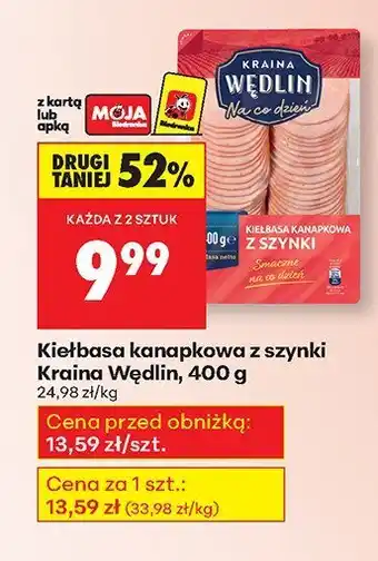 Biedronka Kiełbasa kanapkowa z szynki Kraina Wędlin oferta