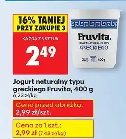 Biedronka Jogurt naturalny typu greckiego Fruvita oferta