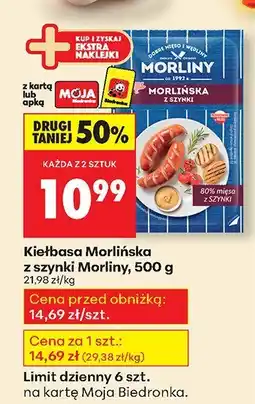 Biedronka Kiełbasa morlińska z szynki Morliny oferta