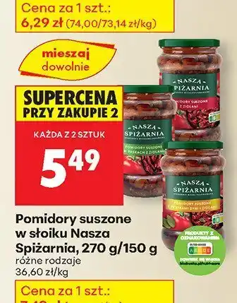 Biedronka Pomidory suszone w słoiku różne rodzaje Nasza Spiżarnia oferta