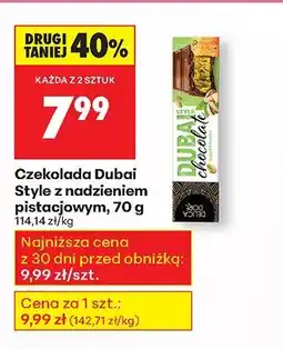 Biedronka Czekolada Dubai Style z nadzieniem pistacjowym Delicadore oferta