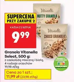 Biedronka Granola Select z czekoladą mleczną i białą Vitanella oferta