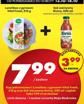 Biedronka Zestaw: Lunchbox z gyrosem Vital Fresh + sok Riviva Biedronka oferta