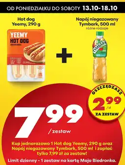Biedronka Zestaw: Hot dog Yeemy + napój Tymbark Biedronka oferta