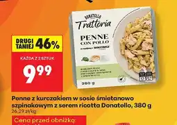 Biedronka Penne z kurczakiem w sosie śmietanowo szpinakowym z serem ricotta Donatello oferta