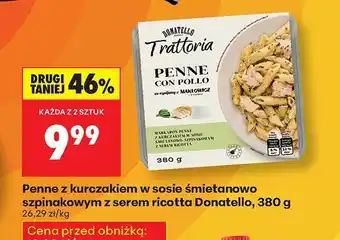 Biedronka Penne z kurczakiem w sosie śmietanowo szpinakowym z serem ricotta Donatello oferta