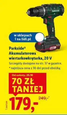 Lidl Parkside Akumulatorowa wiertarkowkrętarka 20 V oferta