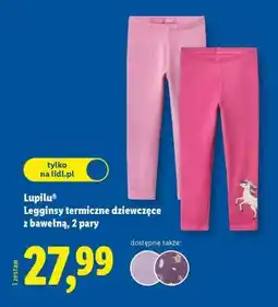 Lidl Lupilu Legginsy termiczne dziewczęce z bawełną, 2 pary oferta