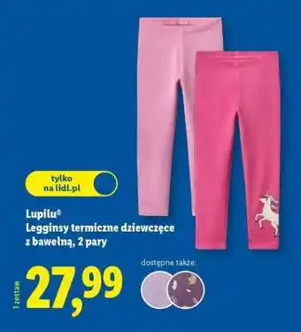 Lidl Lupilu Legginsy termiczne dziewczęce z bawełną, 2 pary oferta