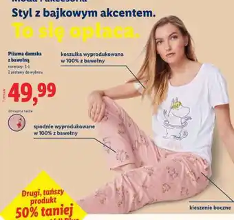 Lidl Piżama damska z bawełny oferta