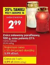 Biedronka Znicz zalewany parafinowy oferta