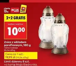 Biedronka Znicz szklany z wkładem parafinowym 180g 68h oferta