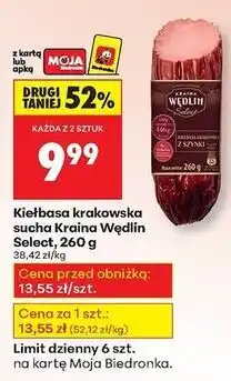 Biedronka Kiełbasa krakowska z szynki Kraina Wędlin Select oferta