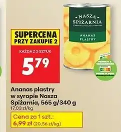 Biedronka Ananas w lekkim syropie plastrach Nasza Spiżarnia oferta