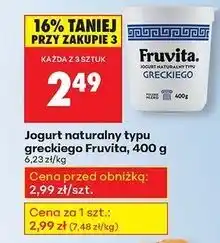 Biedronka Jogurt naturalny grecki Fruvita oferta
