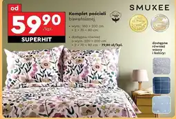 Biedronka Komplet pościeli bawełnianej 220 x 200 cm + 2 70 80 Smukee oferta