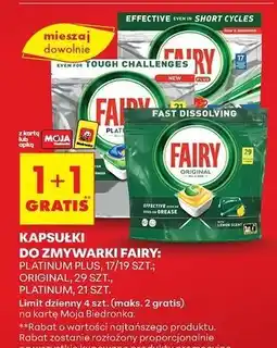 Biedronka Tabletki do zmywarek lemon Fairy Platinum oferta