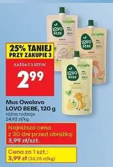 Biedronka Mus jabłko-brzoskwinia-mango Owolovo Lovo Bebe oferta