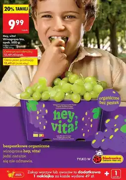Biedronka Winogrona jasne bezpestkowe bio Hey, Vita! oferta