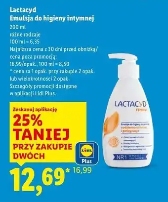 Lidl Emulsja do higieny intymnej z pompką Lactacyd Femina oferta