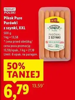 Lidl Parówki z szynki ekstra Pikok Pure oferta