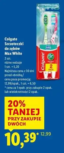 Lidl Szczoteczka do zębów średnia Colgate Max White oferta