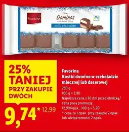 Lidl Kostki domino w czekoladzie deserowej Favorina oferta