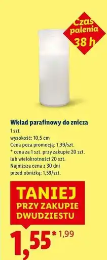 Lidl Wkład parafinowy 38 h oferta