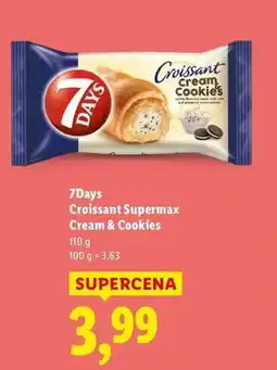 Lidl Croissant z kremem o smaku waniliowym mlekiem i kawałkami ciastek 7 Days Cream & Cookies oferta