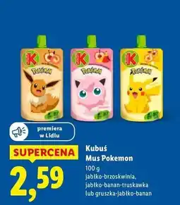 Lidl Mus gruszka-jabłko-banan pokemon Kubuś oferta