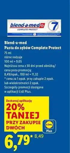 Lidl Pasta do zębów crystal white Blend-A-Med Complete Protect 7 oferta