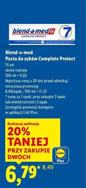 Lidl Pasta do zębów crystal white Blend-A-Med Complete Protect 7 oferta
