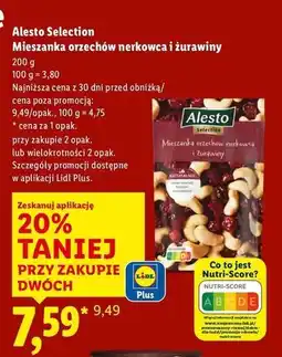 Lidl Mieszanka z suszonej żurawiny i orzechów nerkowca Alesto oferta