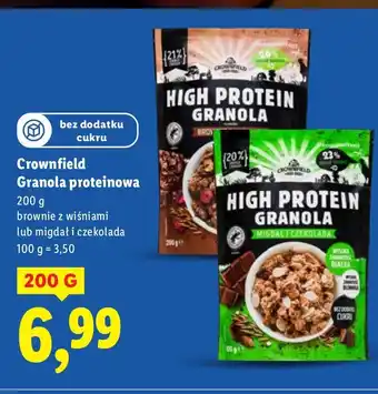 Lidl Granola proteinowa Crownfield brownie z wiśniami lub migdał + czekolada oferta