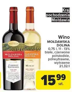 Carrefour Wino czerwone półwytrawne Mołdawska Dolina Cabernet Sauvignon oferta
