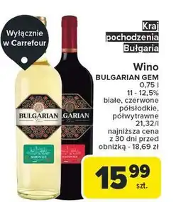 Carrefour Wino Bulgarian Gem Semi Sweet oferta