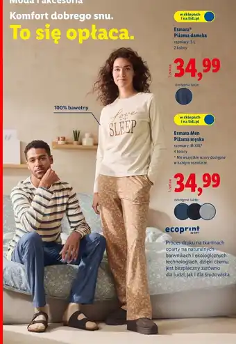 Lidl Piżama męska m-xxl Esmara oferta