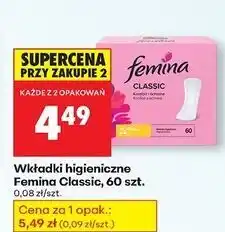Biedronka Wkładki higieniczne normal Femina Classic oferta
