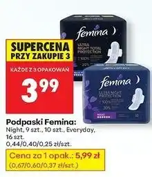 Biedronka Podpaski night total protection Femina Ultra oferta